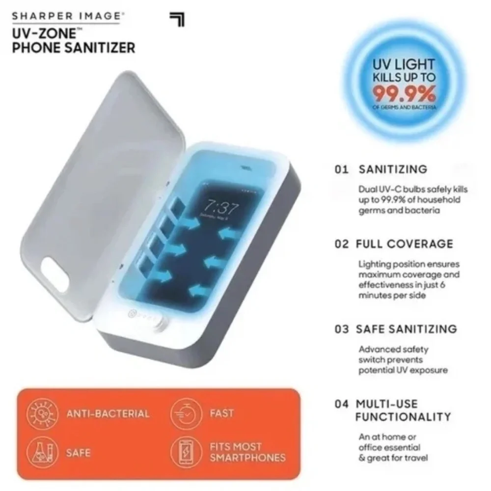 Sharper Image Santitizer Sealed Sanitizes Car Keys Credit Cards Earbuds Phone